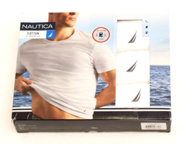 Nautica White Cotton Crew Neck Short Sleeve Tee Shirt 3 in Package Men&#39;s S NEW - £30.22 GBP