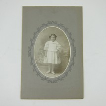 Cabinet Card Photograph Girl White Dress Stands Garver Greenville Ohio Antique - £7.51 GBP