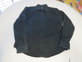 Mens AX Armani Exchange cotton shirt button up short sleeve L black EUC @ - £24.68 GBP