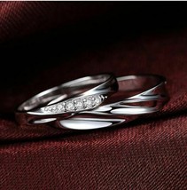 925 Sterling Silver Couple Ring Set Promise Ring Set His and Hers Ring Couples - £42.28 GBP