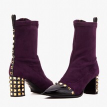 The Amethyst Studded Deep Purple Suede Leather Women’s Boot image 6