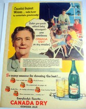 1953 Color Ad Canada Dry Ginger Ale with Kate Aitken Canada&#39;s Busiest Woman - $8.99