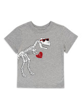 Way to Celebrate Toddler Boys&#39; Valentine&#39;s Day T-Rex Heart Tee Grey Size 2T - £7.73 GBP