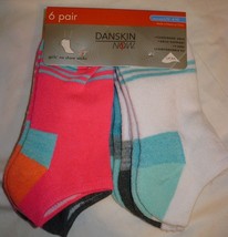 Danskin Now Girls No Show Socks 6 Pair Size Large 4-10 Pinks Blues Stripes NEW - £9.35 GBP