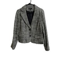 Ab Studio Women&#39;s Blazer Size 12 Black &amp; White W Metallic Threads Beautiful! - £10.67 GBP