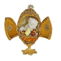 Velvet Easter Egg Diorama with Josef Originals Persian Cat Chick Inside - £35.40 GBP