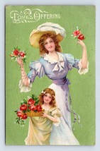 Love&#39;s Offering Textured and Embossed Floral Valentines Day DB Postcard K14 - £9.36 GBP