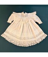 Edwardian Baby Gown c.1890 – Handmade Cotton Lawn &amp; Net-Lace Christening... - $129.99