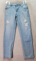 FOREVER 21 Jeans Girls Size 13/14 Light Blue Denim Medium Wash Distressed Cotton - £14.50 GBP