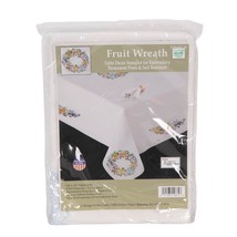 Tobin Fruit Wreath Stamped Embroidery Kit NEW 50x70 Oblong Tablecloth USA - £15.19 GBP