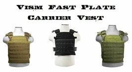 New Vism Fast Plate Carrier 10&quot;x12&quot; Adjustable Molle Tactical Vest Coyote Tan - £47.44 GBP