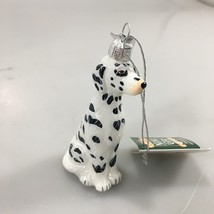 Kurt Adler Noble Gems Dalmatian Black White Spots Dog Glass Ornament NEW - £26.44 GBP