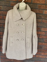 Ann Taylor Loft Wool Coat Size 6 Gold Metallic Double Breasted Lined Gorgeous - £104.62 GBP