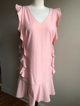 Nicole Miller 8 Pink Sleeveless Ruffle Side Flounce Hem Dress - £21.20 GBP