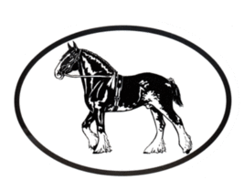 Clydesdale Decal - Equine Breed Oval Black &amp; White Window Sticker - £3.18 GBP