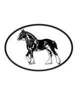 Clydesdale Decal - Equine Breed Oval Black &amp; White Window Sticker - £3.19 GBP