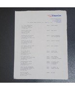 Vintage 1993 Indy Car Team Directory List on Official Letterhead Very Rare - $24.50