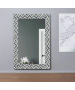 Elegant Grey and White Wall Mirror with Bone Inlay Frame in a classic Zi... - $10,648.72 MXN