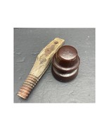 Vintage Brown Porcelain Insulator with Wooden Peg – Ceramic Utility Farm... - $32.48 CAD