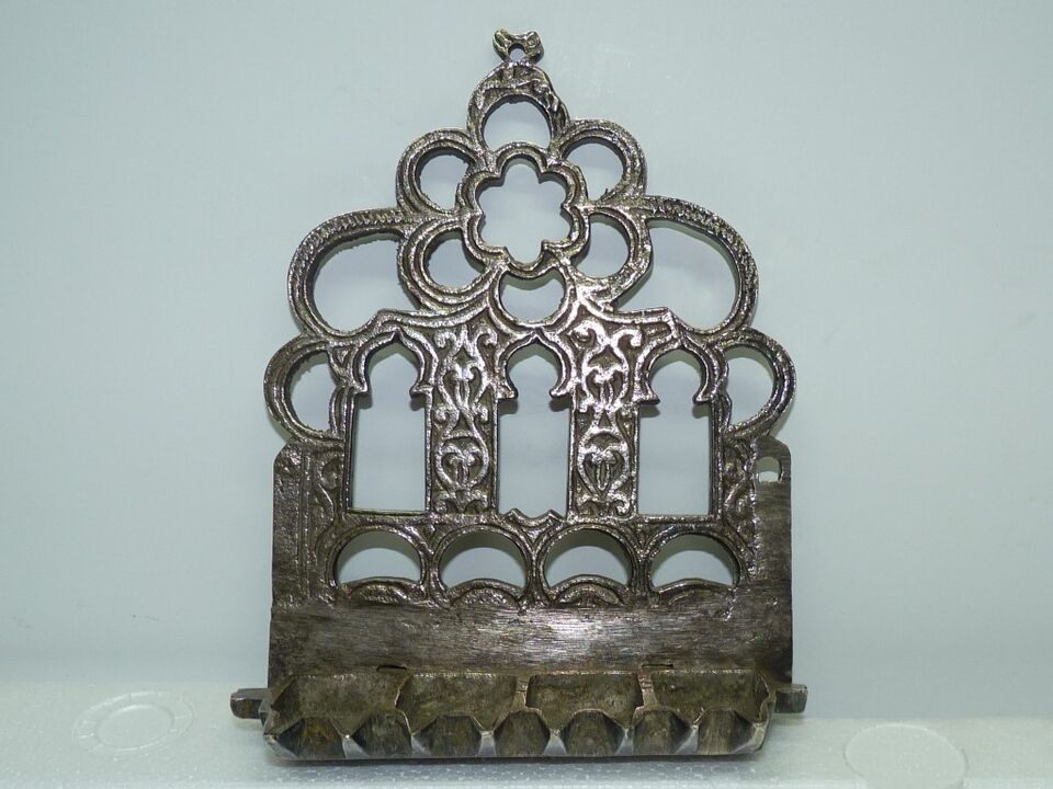 Vintage Judaica Dual-Purpose 4 and 8 Lights Shabbat &amp; Chanukah Menorah W... - $55.20