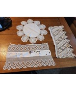 Vintage hand crochet doilies- Set of 3, Round, Rectangle - £4.51 GBP