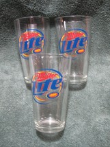 3 MILLER LITE Logo&#39;d Pint Beer Glasses-Breweriana Collectible-Home-Tavern-Bar!!! - £18.45 GBP