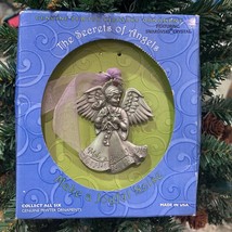 Christmas Tree Ornament Angel Make A Joyful Noise Pewter W Swarvoski Crystal - £10.76 GBP