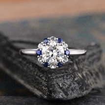 2CT Lab Created Diamond Sapphire Engagement Ring  14K White Gold Over - £66.05 GBP
