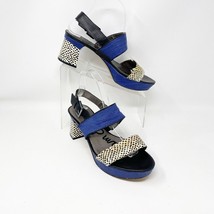 Sam Edelman Womens Blue Fabric &amp; Leather Heel Buckle Sandal, Size 9.5 - £23.27 GBP