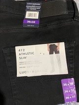 Lucky Brand Men&#39;s 412 Athletic Slim Black 36 x 32 Two Way Stretch - £24.13 GBP