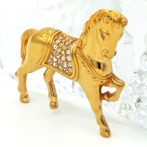 Swarovski Crystal Horse Brooch with Swan Logo and Pave Set Crystals - £55.21 GBP