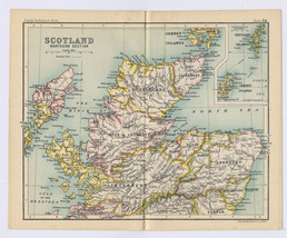 1912 Antique Map Of Northern Scotland Highlands Orkney / Verso Aberdeen Dundee - £21.15 GBP