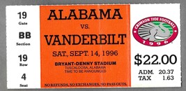 Alabama Crimson Tide Vs Vanderbilt Commodores 1996 Football Game Ticket Stub - £7.83 GBP