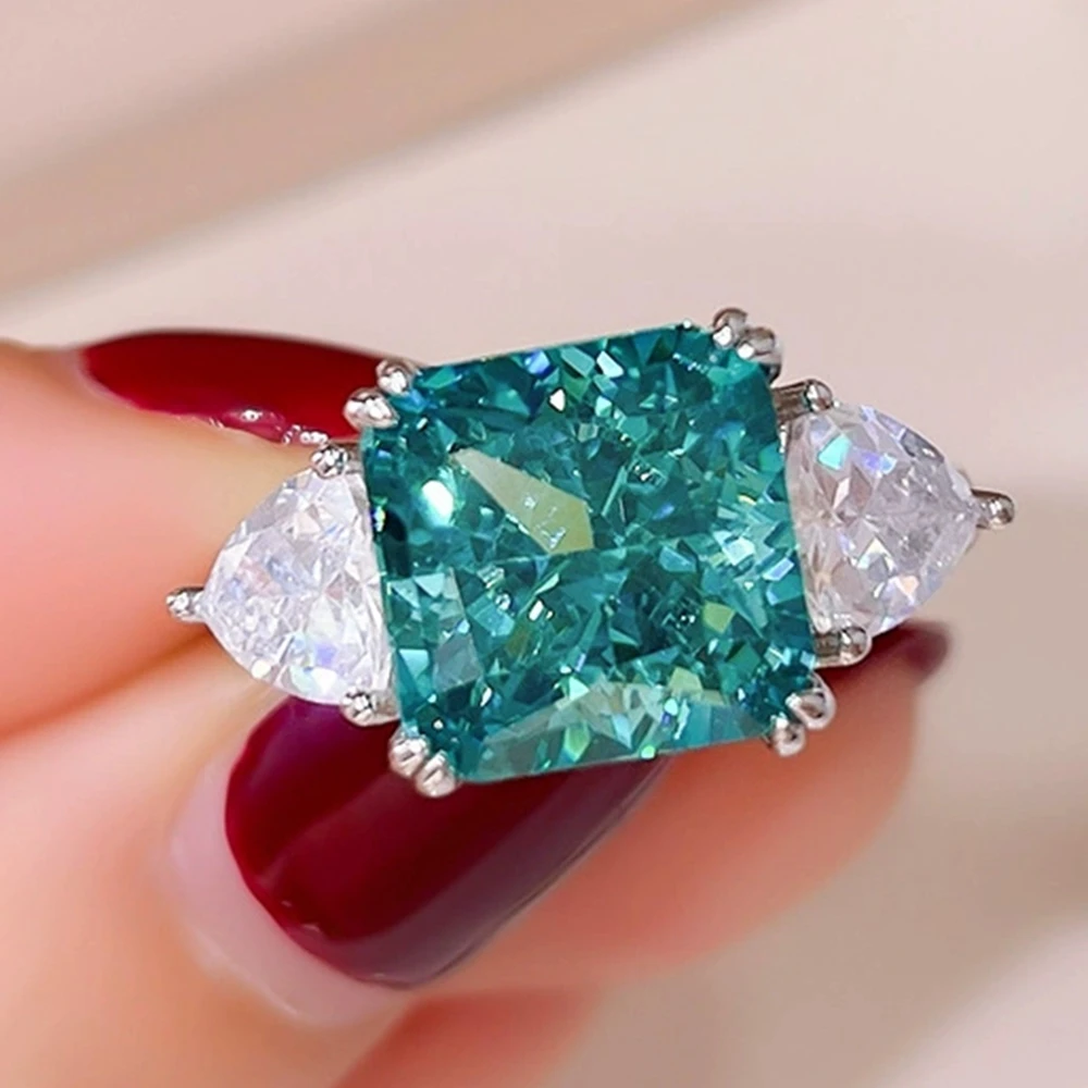  silver create emerald aquamarine amethyst moissanite 5ct diamond rings with green blue thumb200
