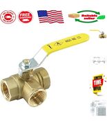 Reliable 3-Way L-Port Forged Brass Ball Valve, 1/4&quot; NPT for Plumbing Sol... - $50.34 CAD