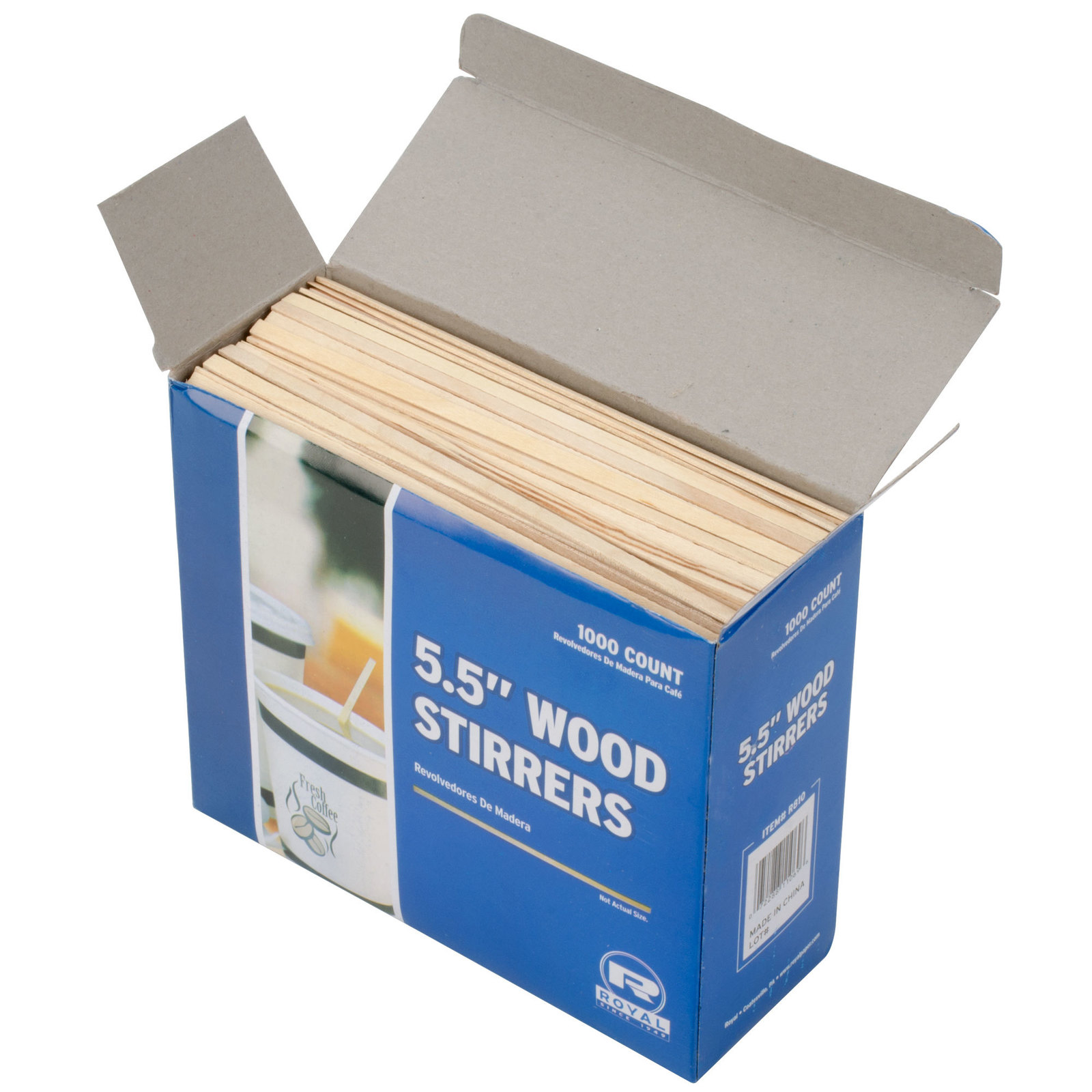 Royal 5.5&#39;&#39; Wood Coffee Stirrers - 1000 Ct Box - $12.59