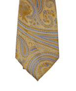Pronto Uomo Gold &amp; Blue Paisley 100% Silk Men’s Neck Tie - $25.71 CAD