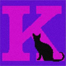 Pepita Needlepoint Canvas: Letter K Black Cat, 7&quot; x 7&quot; - £39.54 GBP+