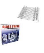 Traditional Glass Chess Set Board Game Featuring Frosted and Clear Glass... - £19.45 GBP