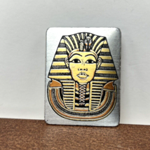 Vintage Reed &amp; Barton Damascene Egyptian Revival King Tut Pin Brooch Button - £15.43 GBP