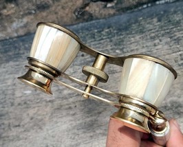 Binoculars Solid Brass Opera Glasses Red Mother Of Pearl Vintage Spyglas... - £39.92 GBP