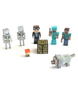 Lot of 8 Minecraft Figure Diamond Armor Steve Skeleton Crafting Table Tu... - £11.25 GBP