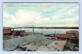 High Bridge Over Mississippi River Muscatine Iowa IA 1911 DB Postcard P7 - £9.44 GBP