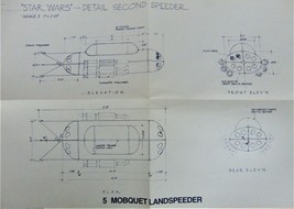 Star Wars Mobquet Landspeeder Set Design Blueprint Vtg 20th Century Fox - £11.73 GBP