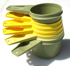 Vintage Tupperware Measuring Cups Set Of 6 Avacado Gold Yellow 76 Series - £10.20 GBP