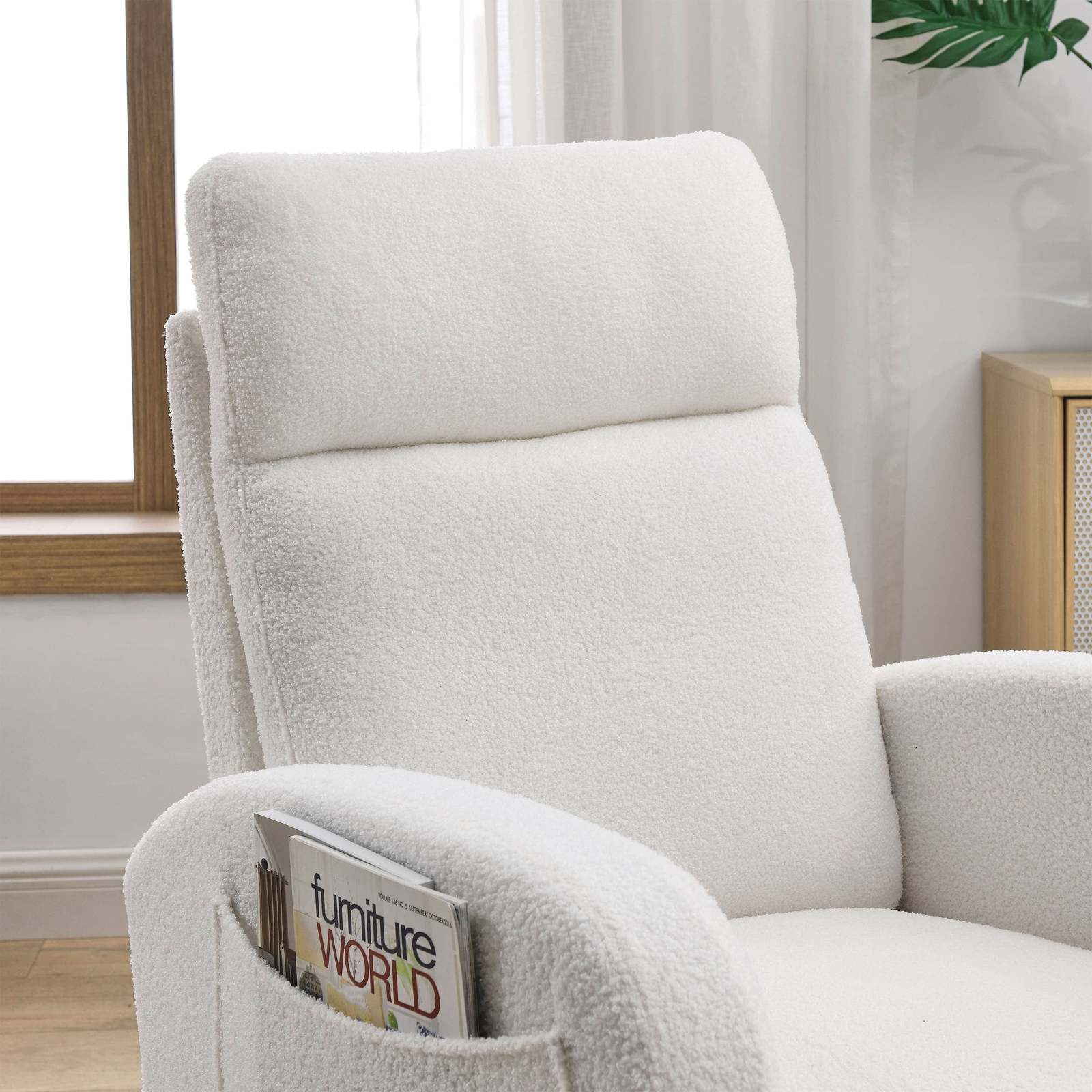 Welike Modern Accent High Back Living Room Lounge Rocking Chair, Ivory Item image 7