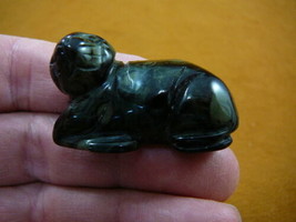 (Y-SEAL-554) little Green black SEAL gemstone carving FIGURINE seals sea... - $14.01