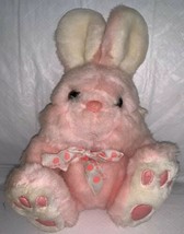 Vintage Chosun International Plush Pink White Bunny Rabbit 9” Footprint Ribbon - £15.97 GBP