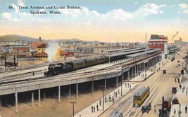 Railroad Depot Union Station Train Trent Ave Spokane Washington 1910c po... - $7.43