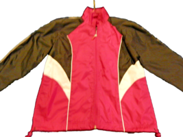 Vintage Jacket Windbreaker Womens Small Pink White &amp; Black Zip Rebecca Malone - £7.77 GBP